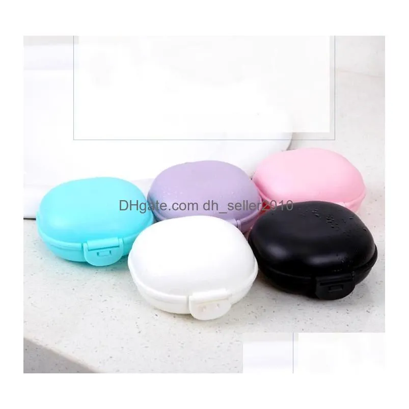Plastic Travel Soap Box with Lid Portable Bathroom Macaroon Soaps Dish Boxes Holder Case 5 Colors SN5261