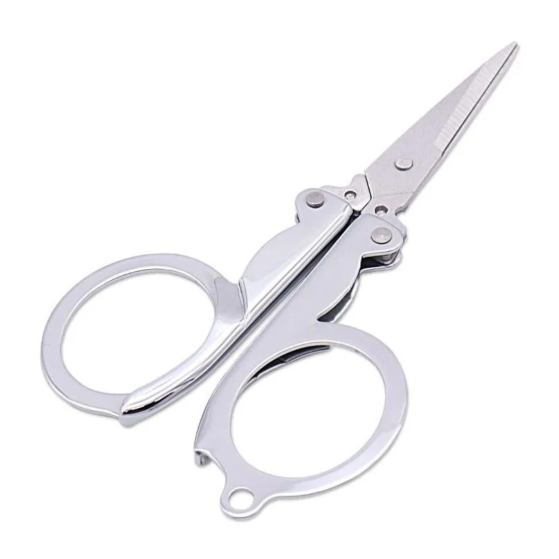 Utility Knife Wholesale Stainless Steel Folding Scissors Mini Convenience Travel Sier Tailor Household Hand Office School Business Ind Dhlpj