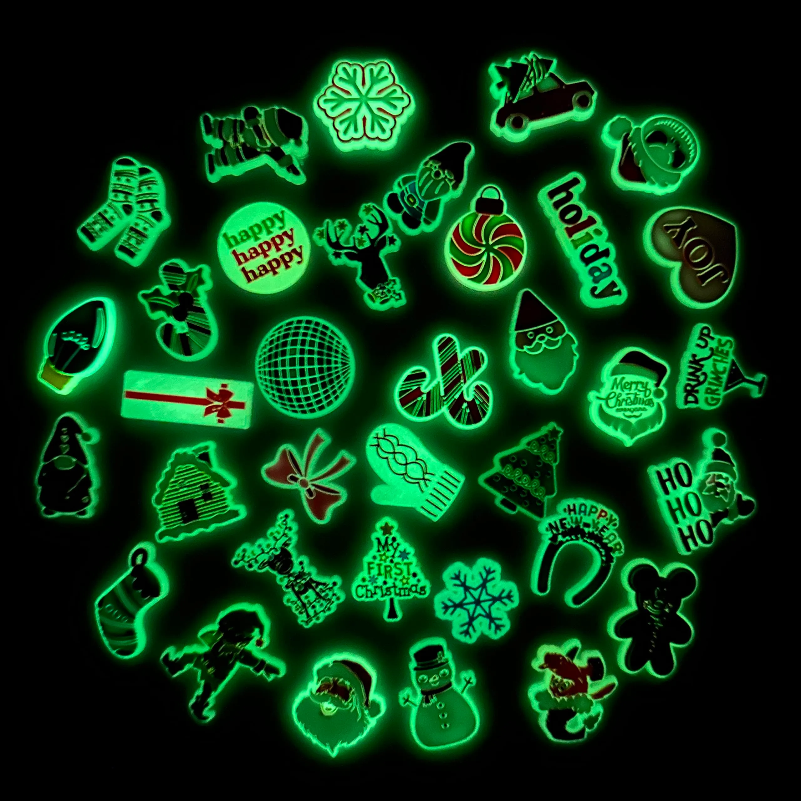 holiday christmas shoe charms glow in the dark christmas day shoe accessories for adults boys girls women partys favor