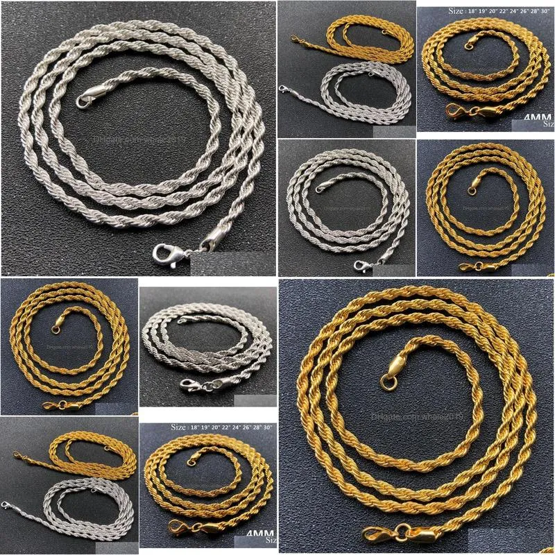 HIP-HOP Metal 18K Gold Silver Plated Copper Rope Chain Necklace for Men Women Boyfriend Husband Wholesale Price