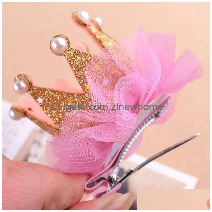 christmas decorations crown princess hair clip lace pearl shiny star hairpins barrette baby headband headwear accessories for girl