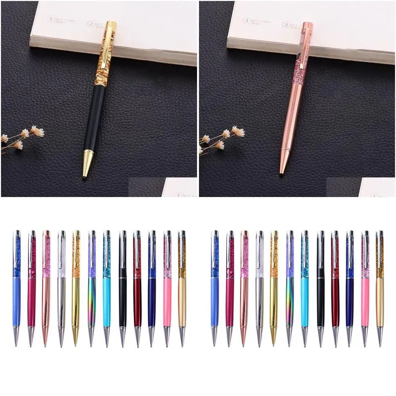 Ballpoint Pens Wholesale Diy Colors Crystal Diamond Ballpoint Pen Roller Ball Pens For Writing Christmas Gift Office School Business I Dhmtz