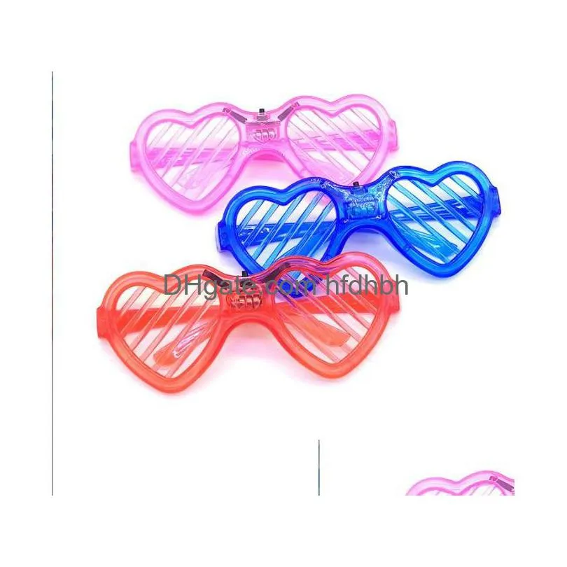 Novelty Lighting Led Light Up Shutter Shades Sunglasses Neon Eyewear Party Decoration Flashing Heart Glowing Glasses For Adts Kids D Dhnyt