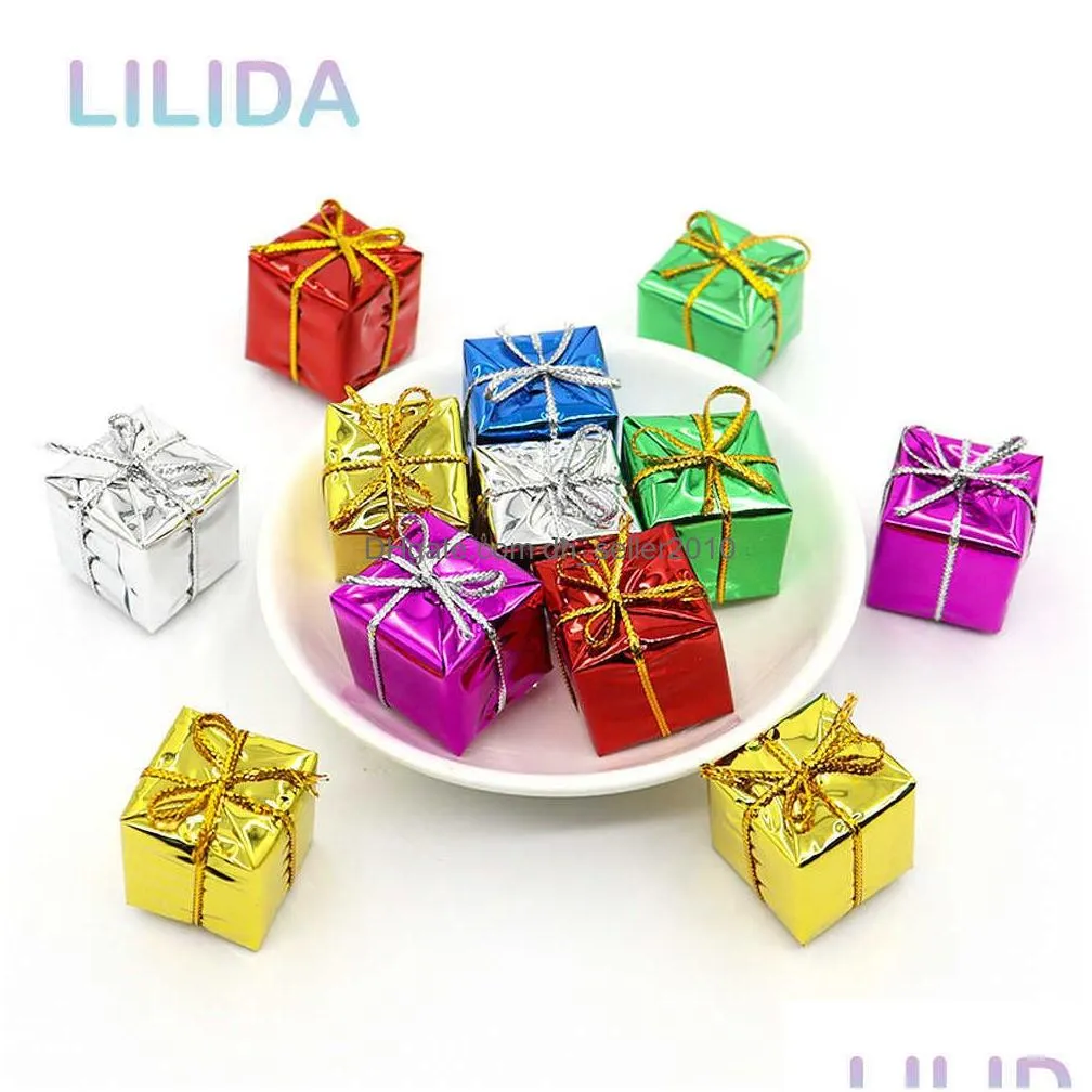 12pcs Mini Handwork Gift Box Christmas Ornaments Xmas Tree Accessories New Year Party Decor Candy Gift Boxes Pendant Navidad L230621