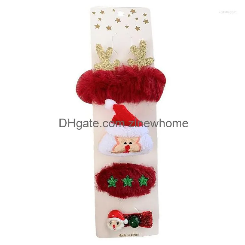 christmas decorations 4 pcs antler hair clips deer ear hairpins festival headbands pine cones ball adult headwear