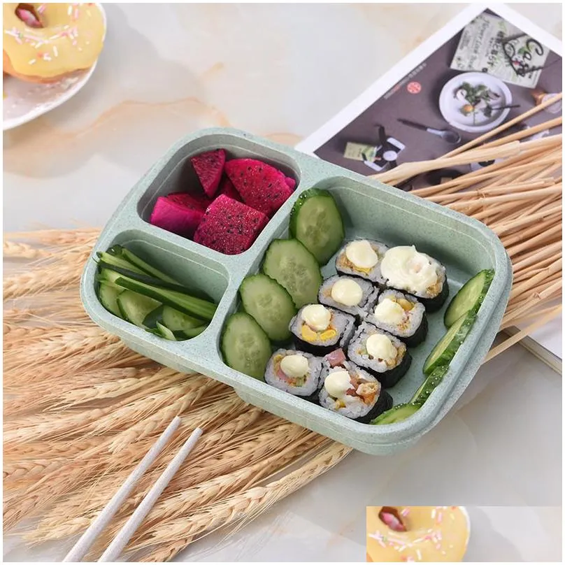 Packing Dinner Service Wholesale Wheat St Lunch Box Microwave Bento Boxs Packaging Dinner Service Quality Health Natural Student Porta Dhine