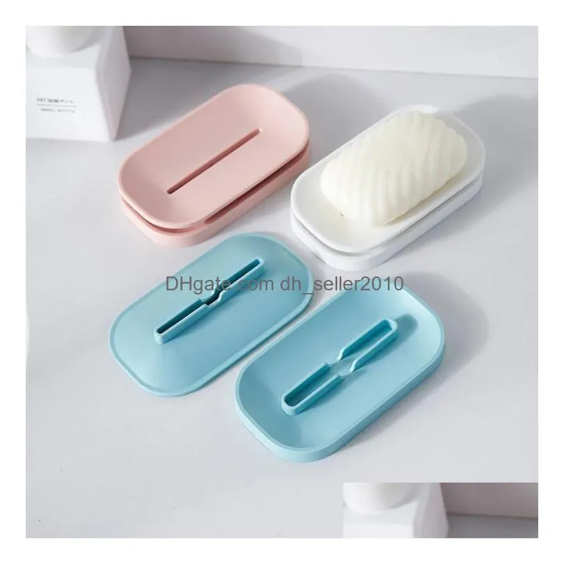 Unique Soap Dishes Bathroom Colorful Soap Holder Plastic Double Drain Soap Tray Holder Container for Bath Shower Bathroom SN3748