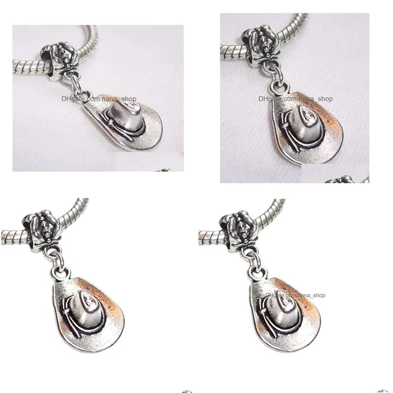  Hat Alloy Charm Pendants For Jewelry Making Bracelet Necklace DIY Accessories 32*13.5 mm Antiqued Silver 100Pcs