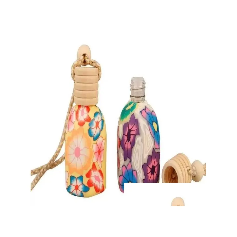 Essential Oils Diffusers Polymer Clay Essential Oils Diffusers Car Per Bottle Cars Hanging Decoration Pers Pendant Bottles Fragrance A Dhrge