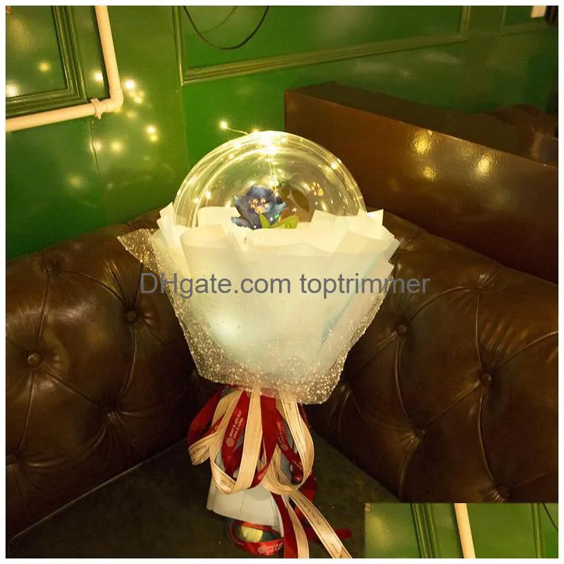 8styles led rose balloon transparent rose bobo ball rose flower bouquet balloons with light wedding decoration valentine`s day gift