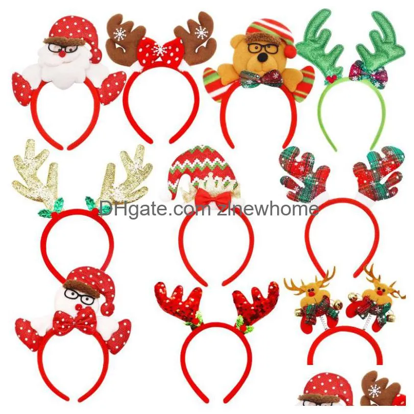 christmas decorations l headbands xmas headwear assorted santa claus reindeer antlers snowman hair band for party access c1110