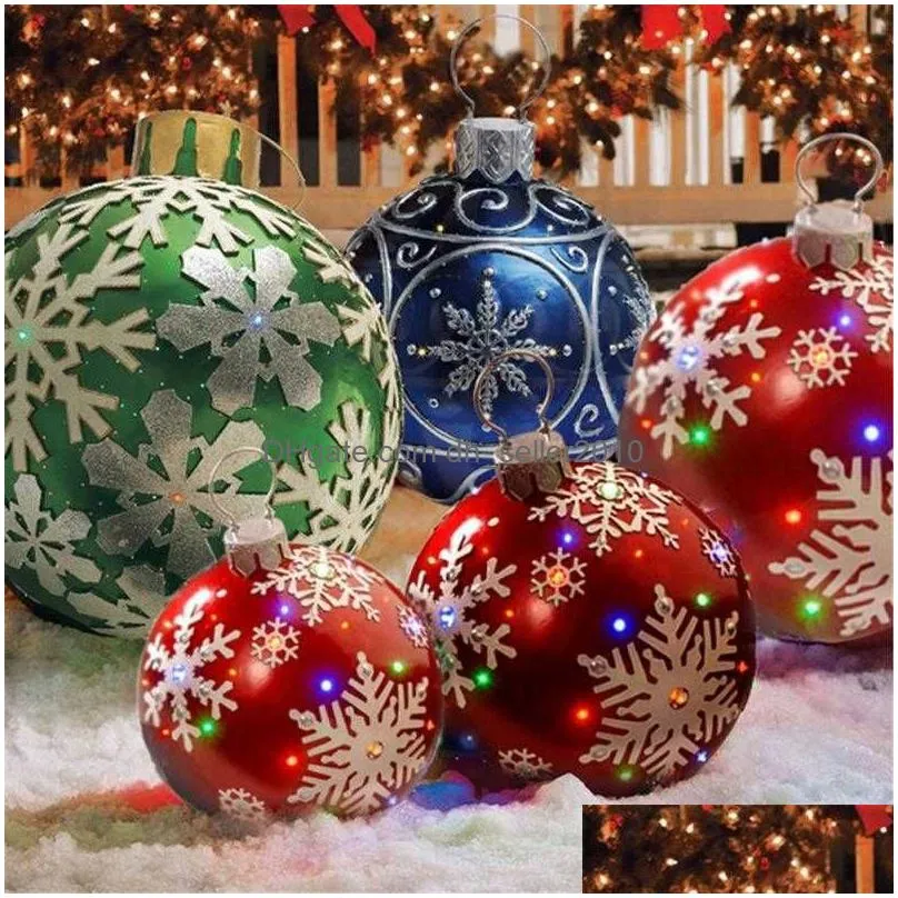 Christmas Decorations 60cm Christmas Decor PVC Balls Inflatable Ball Toy  Christmas Tree Outdoor 2022 New Year Decorations Toy BallNo Light