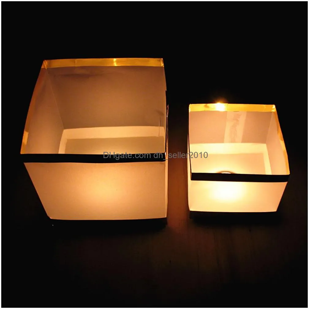 Square Paper Floating Water Candle Lamp Wishing Praying Blessing Waterproof Lantern For Wedding Valentine`s Day Decoration
