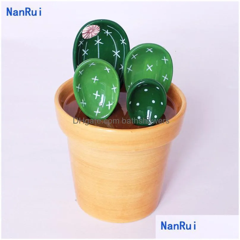 measuring tools creative cactus ceramic cups and spoon baking scale household kitchen salt sugar tableware for 230505