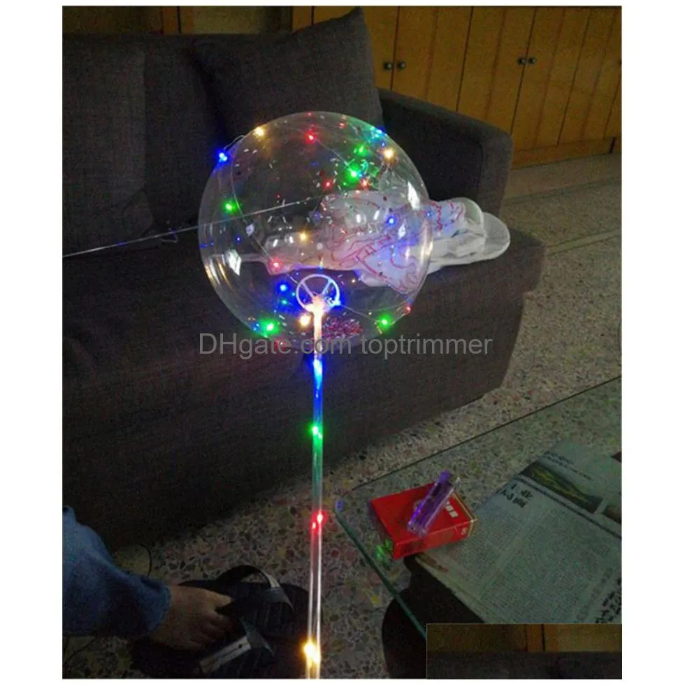 20inch led light up balloon with 70cm stick pole pobobo ball transparent balloons toys for graduation event xmas wedding party