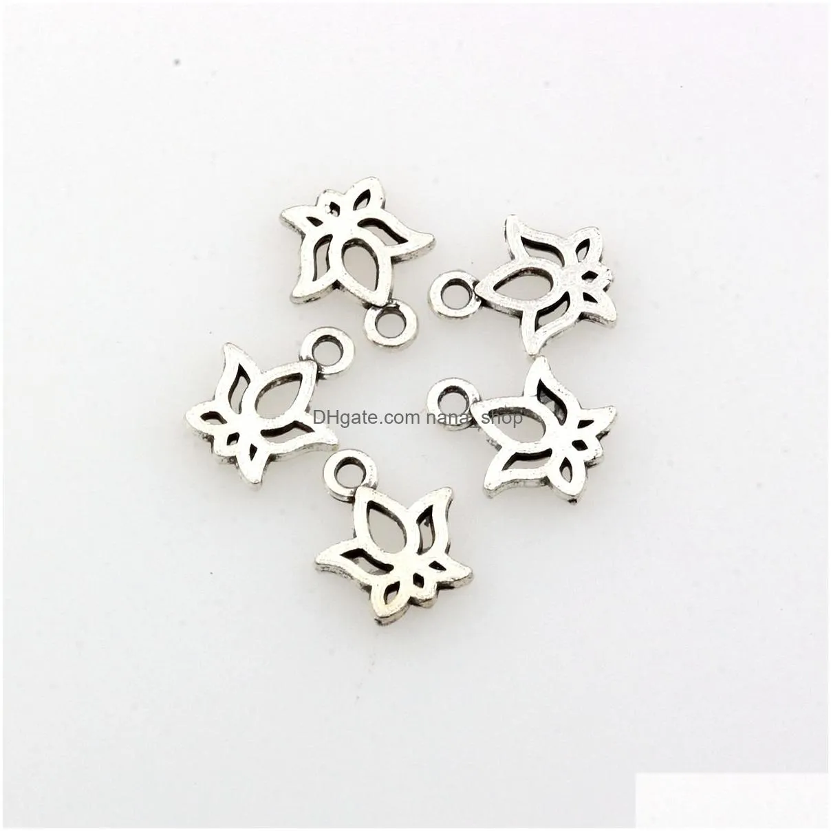 300pcs Charms Lotus Flower 11x13mm Antique Silver Jewelry Making DIY Handmade Craft