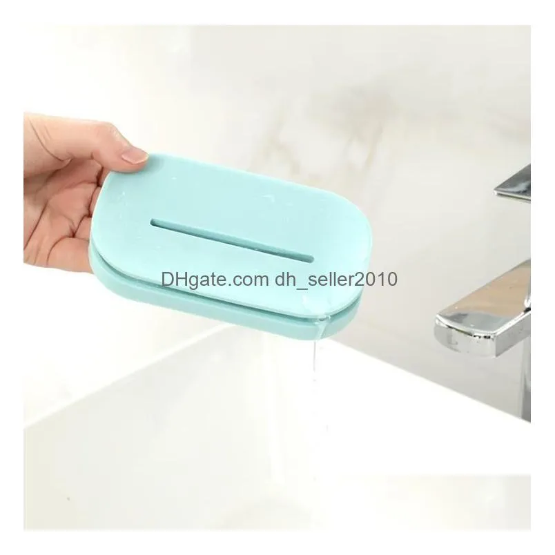 Unique Soap Dishes Bathroom Colorful Soap Holder Plastic Double Drain Soap Tray Holder Container for Bath Shower Bathroom SN3748