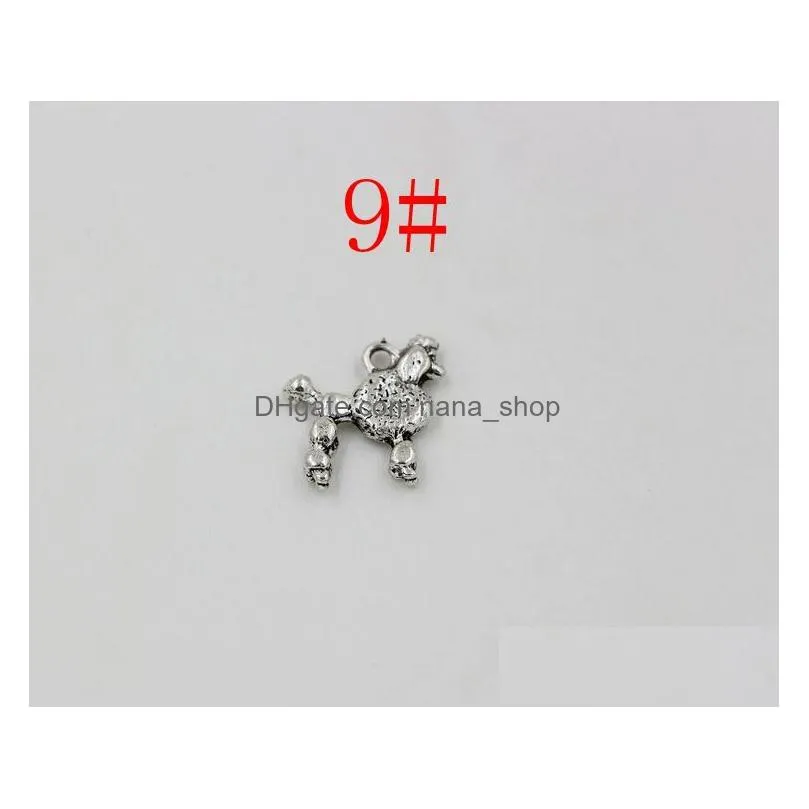 120pcs Antiqued Silver Mixed Dog Pendant Diy Handmade Jewelry Bracelet Accessories Charms