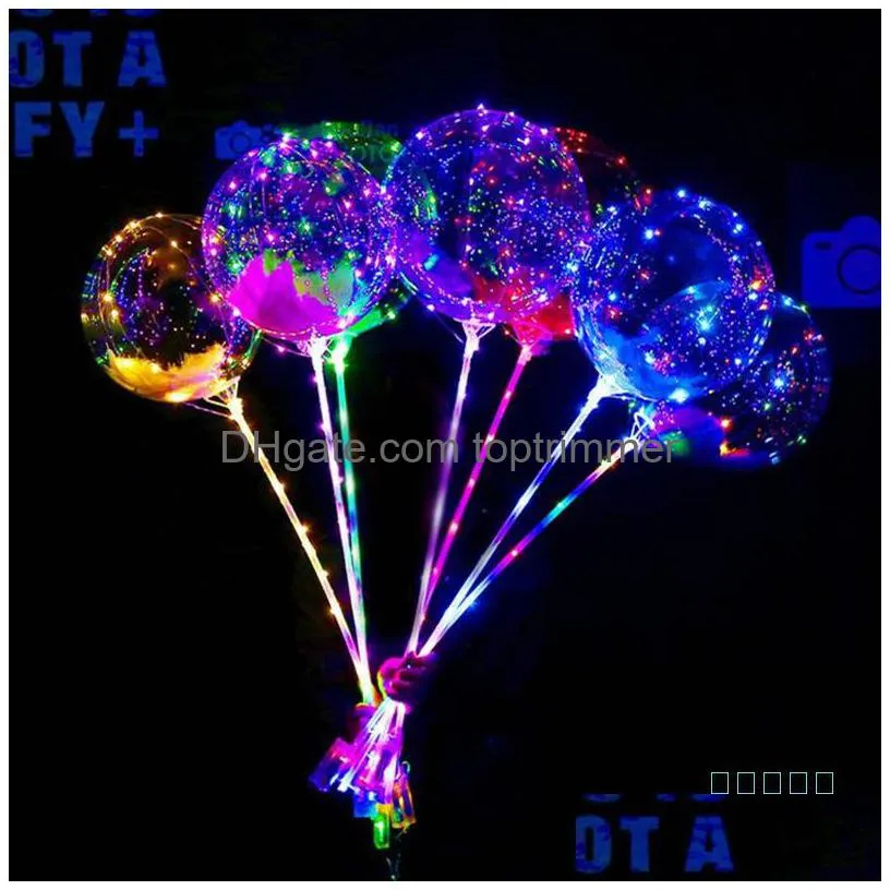 led flashing balloons night lighting bobo ball multicolor decoration balloon wedding decorative bright lighter balloons with stick 2020