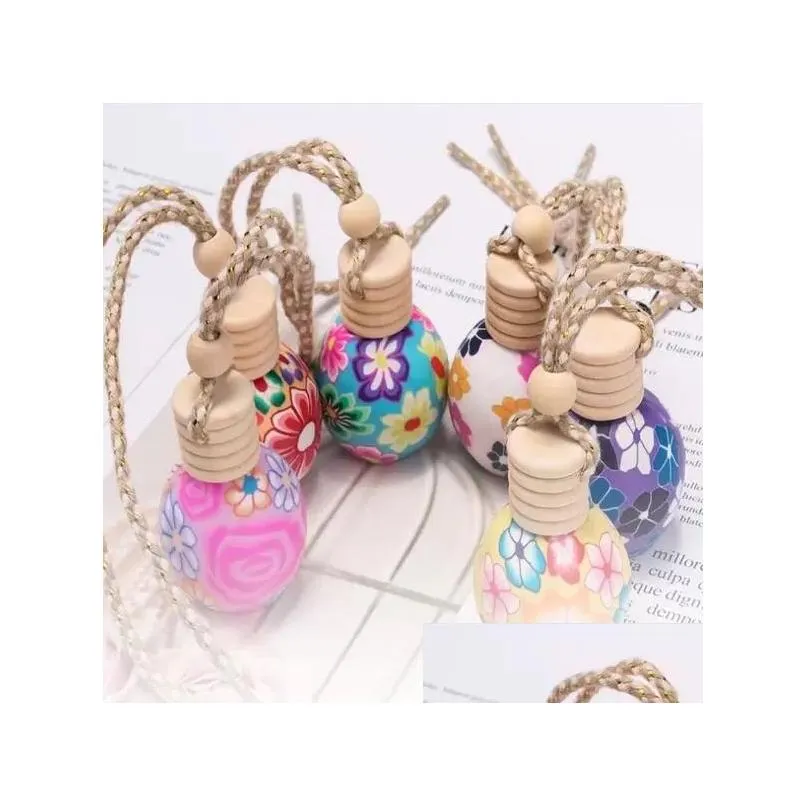 Essential Oils Diffusers Polymer Clay Essential Oils Diffusers Car Per Bottle Cars Hanging Decoration Pers Pendant Bottles Fragrance A Dhrge