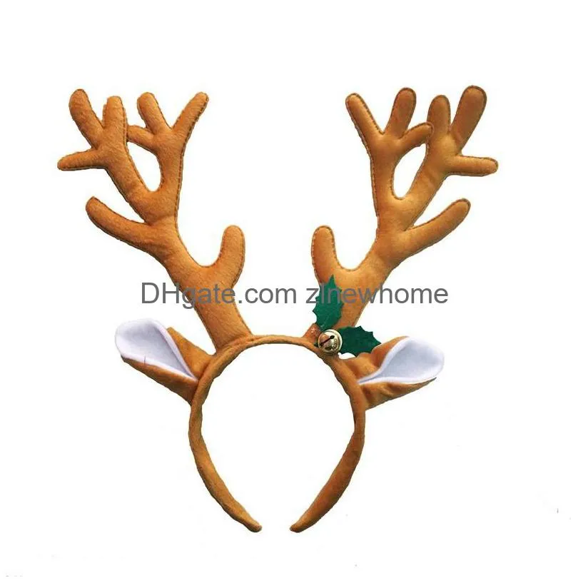 christmas decorations 1pc cute elk long horn headband fashionable cloth antlers reindeer bell headwear head band adult children xmas