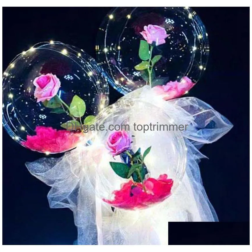 led bobo balloon luminous rose bouquet light transparent bubble rose ball valentines day gift birthday party wedding decor gga3845-1