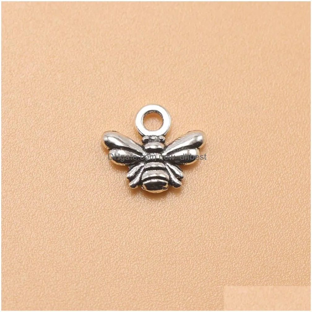 200Pcs/lot Silver Color Bee Charms Number Pendant Necklace Handcrafts Making Findings Jewelry 10x11mm