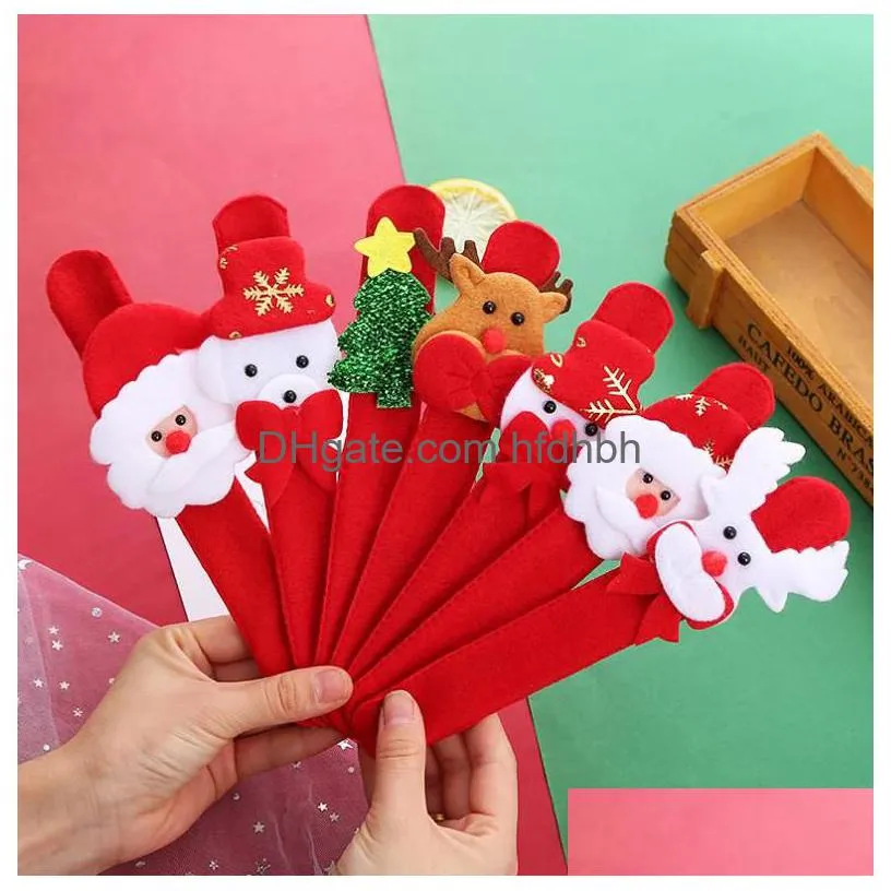 Novelty Lighting Christmas Light Up Slap Bracelet Holiday Favors Led Flashing Wristband Xmas Party Decorations Red Santa Snowman Dee Dhkoe