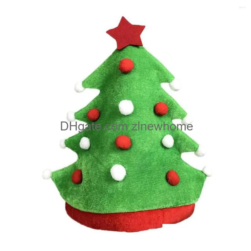 christmas decorations party costume hat soft velvet tree santa cap xmas theme adults cosplay novelty funny headwear