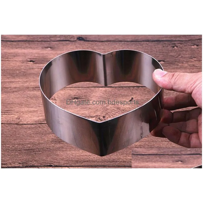 7pcs/set 4 - 10 inches heart shape mousse ring mould stainless steel candy bread cheese cake mold baking tool ZA6873