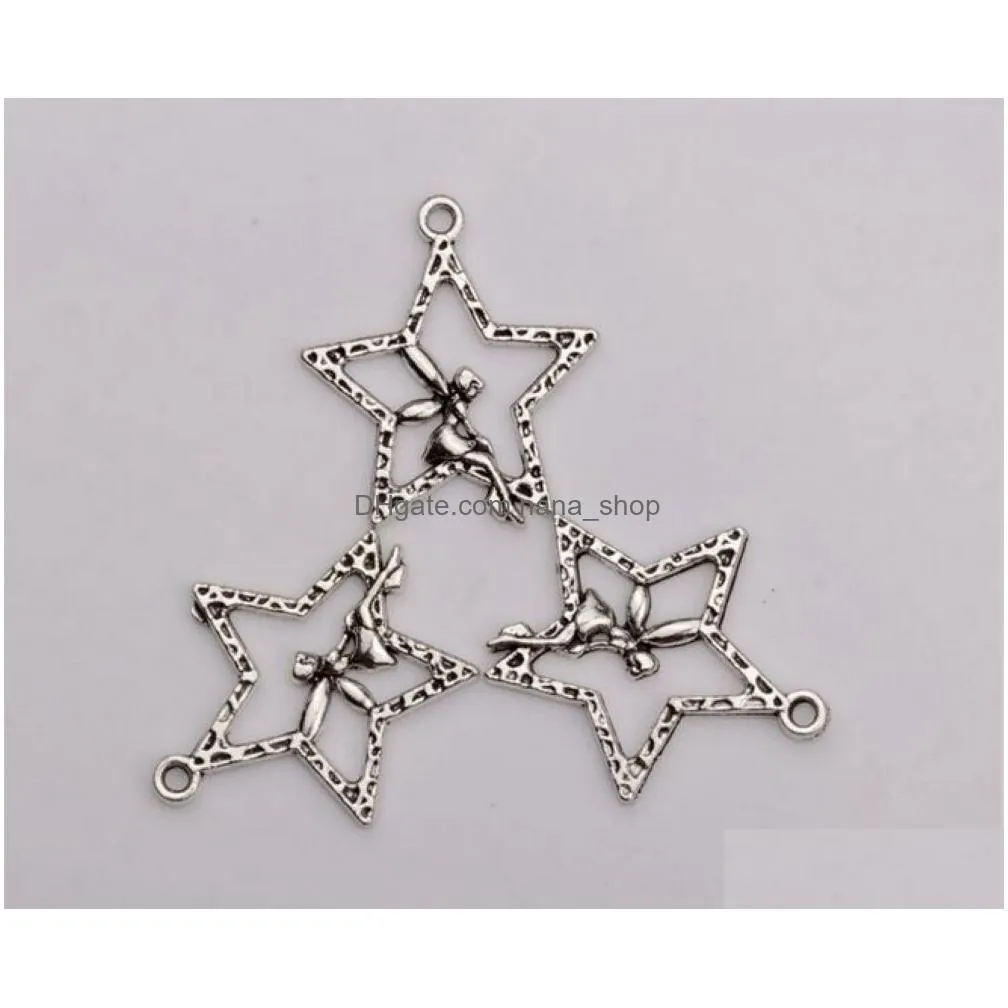 Hot Sale ! 150pcs Antiqued Silver Alloy Single-sided design Star Angel Charm Pendants 25 x 29.5mm DIY Jewelry