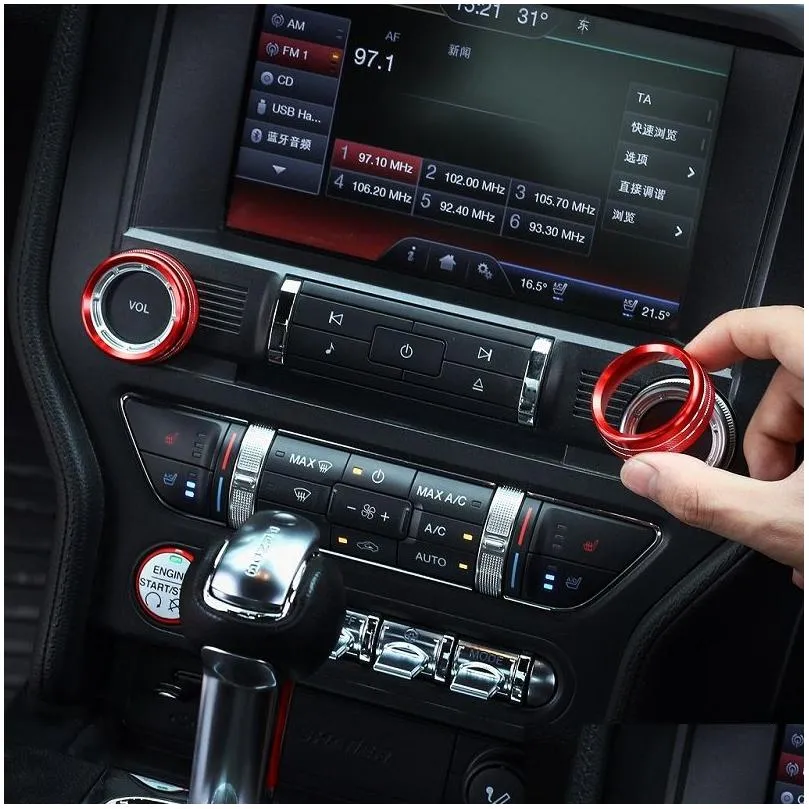 Other Interior Accessories Car Air Conditioner Conditioning Switch Decoration Ring Aluminum Alloy For Ford Mustang Add Styling Interio Dhazg