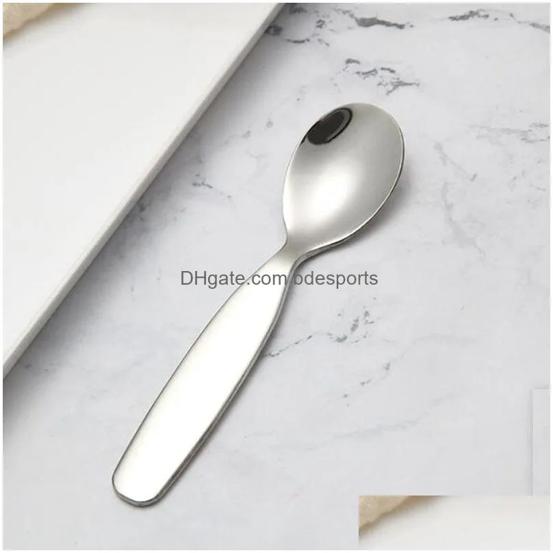 Stainless Steel Spoon Mini Coffee Tea Spoon Metal Sugar Salt Scoop Kids Ice Cream Spoon Kitchen Tableware QW9431