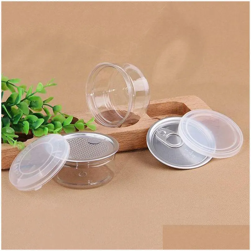 Packing Bottles Wholesale 100Ml Clear Plastic Jar Packaging Bottles Pet Metal Lid Airtight Tin Can Pl Ring Concentrate Container Food Dhzlq