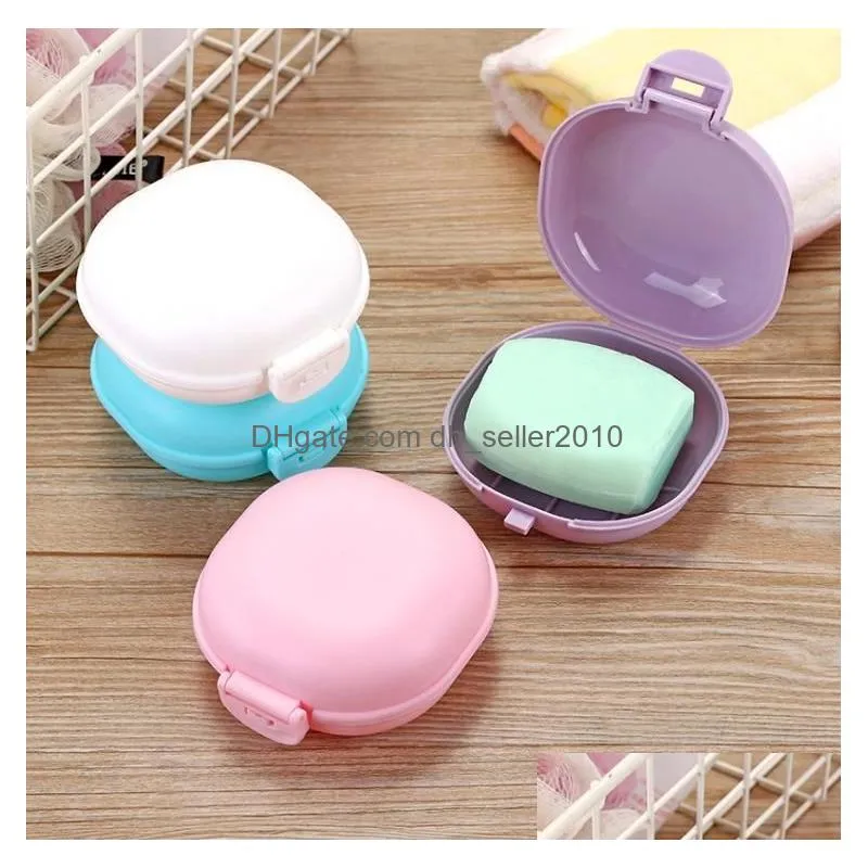 Plastic Travel Soap Box with Lid Portable Bathroom Macaroon Soaps Dish Boxes Holder Case 5 Colors SN5261