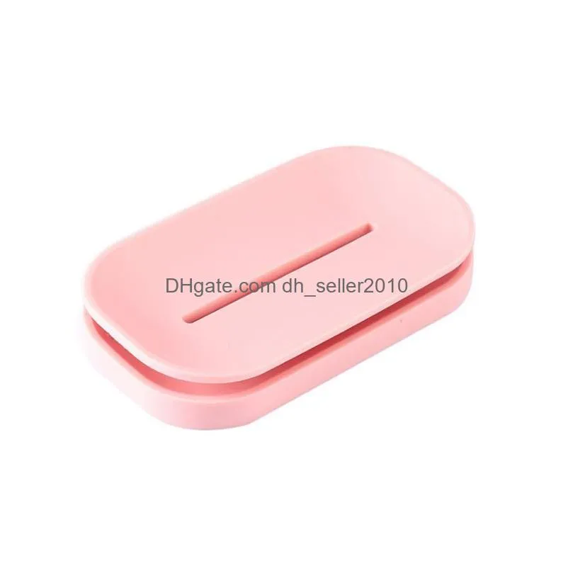 Unique Soap Dishes Bathroom Colorful Soap Holder Plastic Double Drain Soap Tray Holder Container for Bath Shower Bathroom SN3748