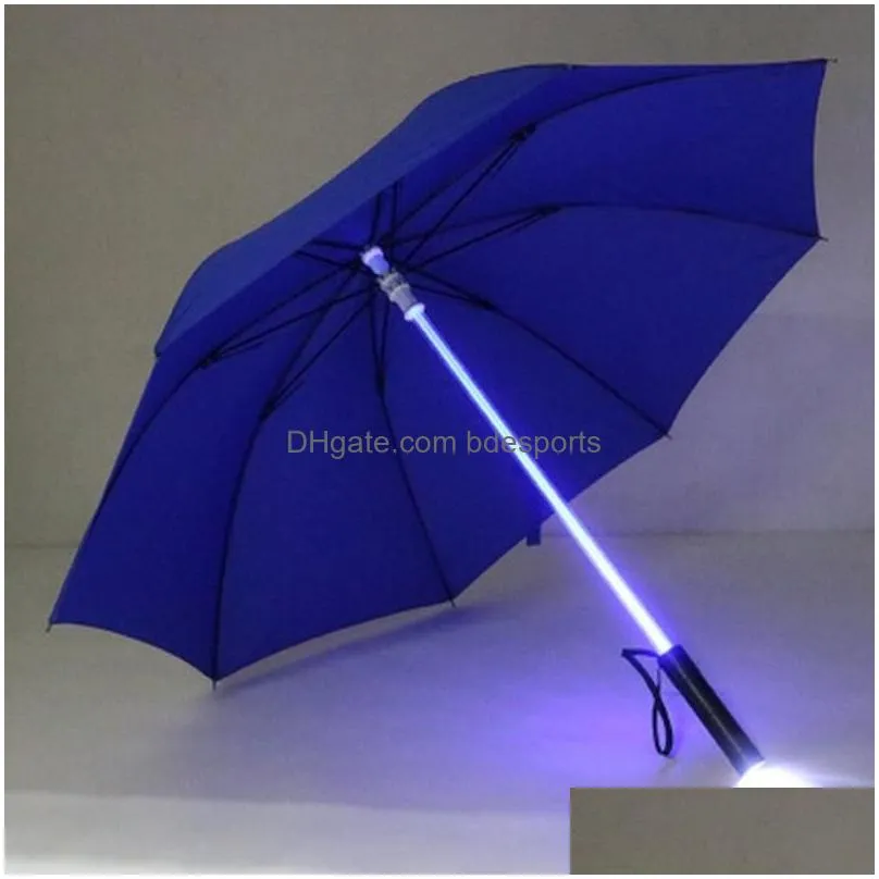 Umbrellas 7 LED Light Saber Up Umbrella Laser Sword Golf Changing On The Shaft/Built In Torch Flash