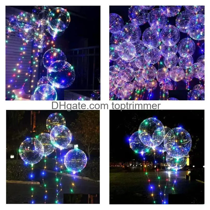 20 inch luminous balloons with light string luminou party decoration led bobo balloon for wedding festival gwb16573