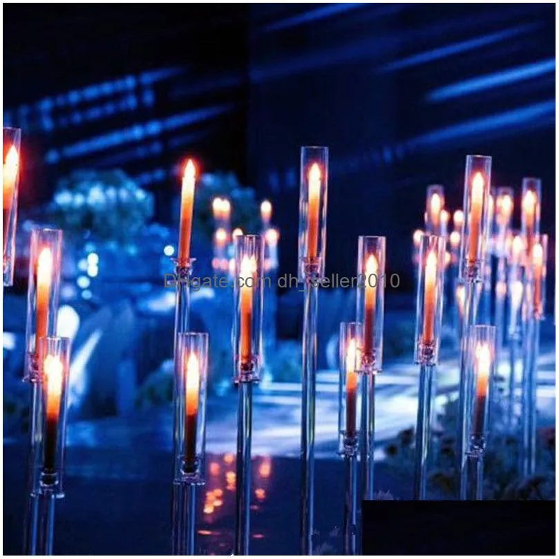 Fashion Wedding Decoration Centerpiece Candelabra Clear Candle Holder Acrylic Candlesticks for Event Party Supplies 10 Pcs
