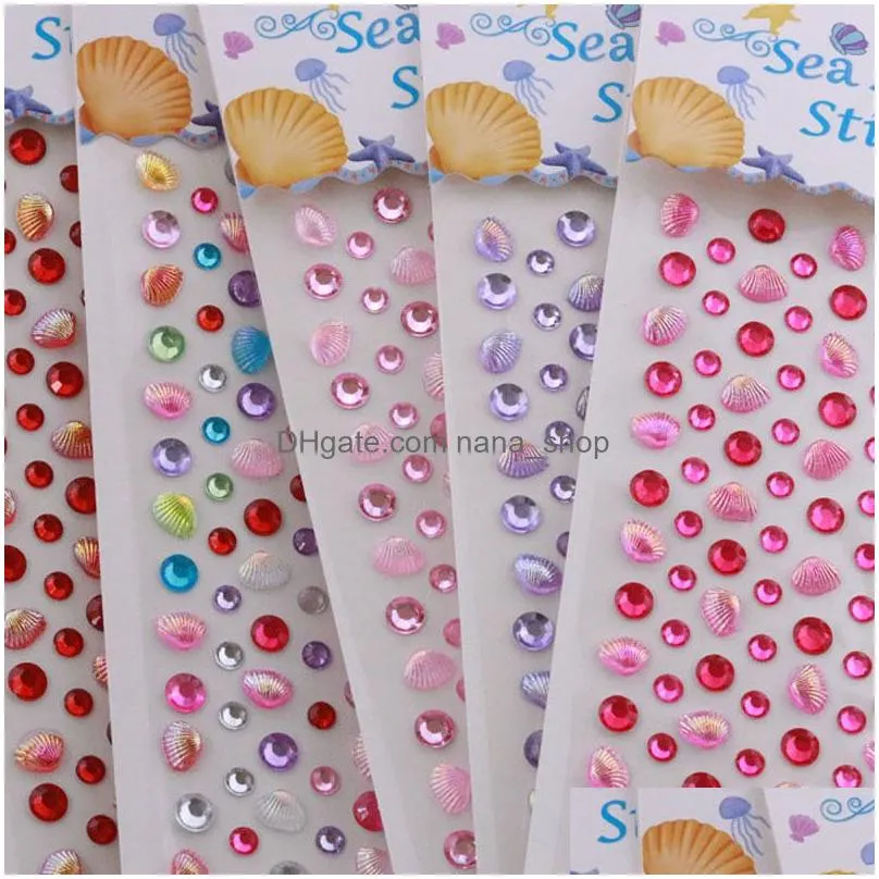 8*12MM Colorful AB Acrylic Scalloped Beads Flat Back Self-adhesive Shell Sticker Individual Particle For DIY Hand Made