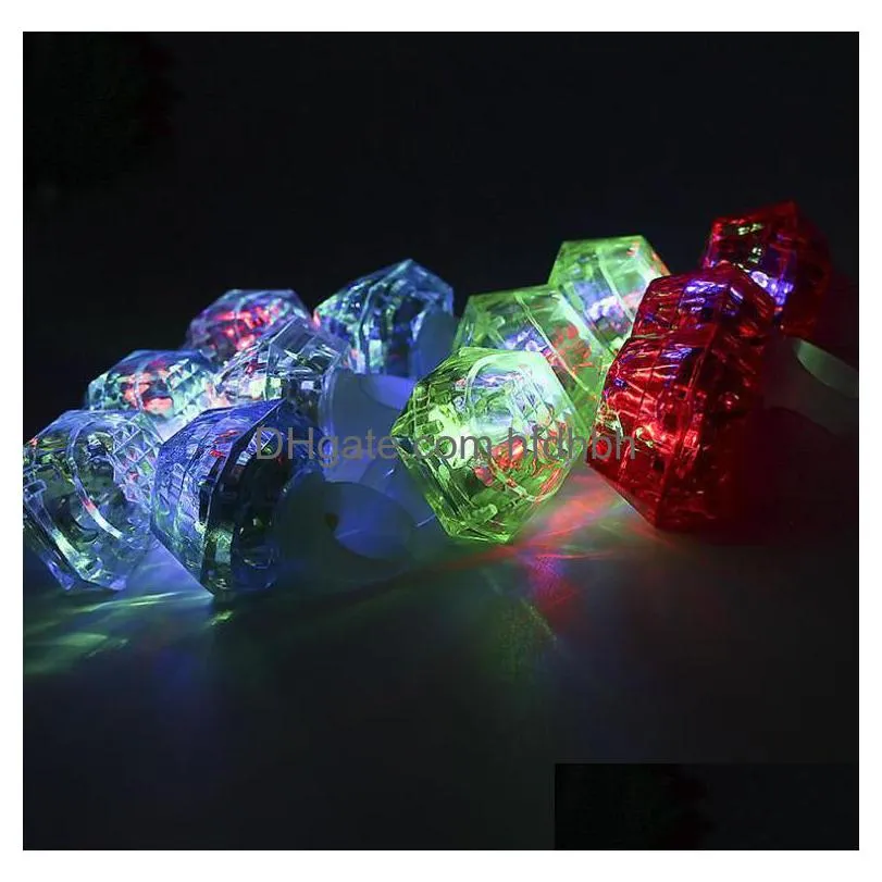 Novelty Lighting Gigantic Diamond Light-Up Ring Glow Led Flashing Party Favors For Kids Adts Event Holiday Decorations Clear Drop De Dhpga