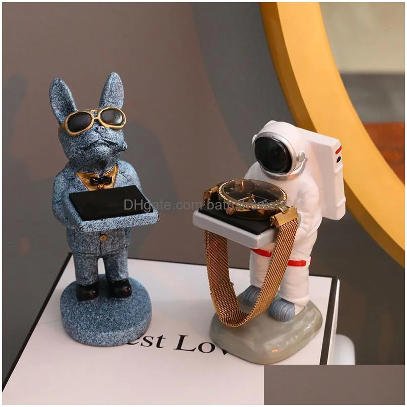 decorative objects figurines trendy watch display stand electroplating cartoon bear animal resin ornaments jewelry storage rack celebration gifts