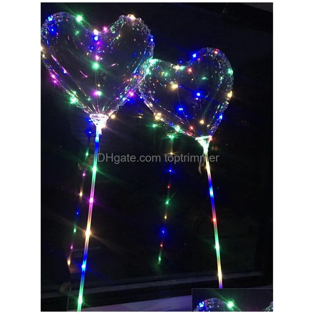 valentine`s day gifts led love heart bobo ball balloons falshing lights clear balloon flash air balloon christmas wedding party