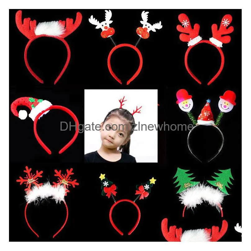 christmas decorations headbands reindeer antlers hairband xmas kids baby hairhoop party decor headwear hair accessories gift navidad