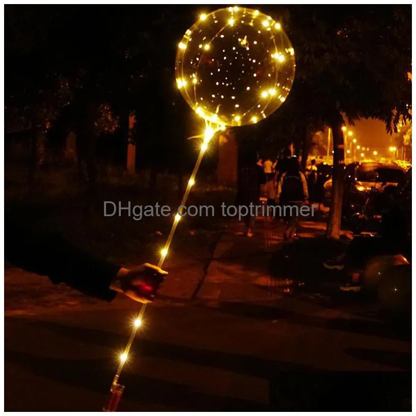 led balloon transparent lighting bobo ball balloons with 70cm pole  string balloon xmas wedding party decorations cca11728-a 60pcs