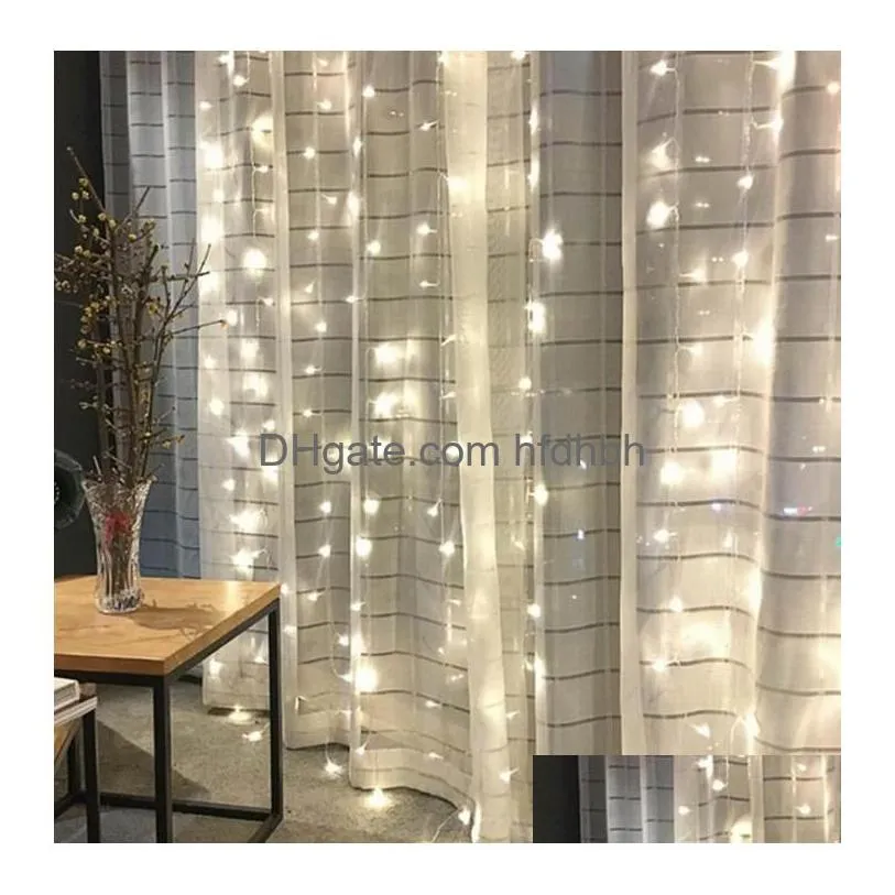 Novelty Lighting Waterfall Curtain Lights Led Icicle String Light Wedding Party Home Christmas Backdrops Decoration Copper Wire Lamp Dhchd