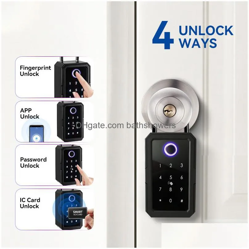 smart key lock box tuya ttlock app wifi fechadura eletronica waterproof wall mount fingerprint door lock security airbnb lockbox