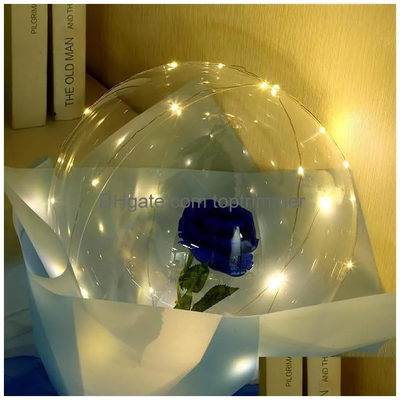 led luminous balloon rose bouquet transparent bubble rose flashing light bobo ball valentines day gift birthday party decor zzb13672