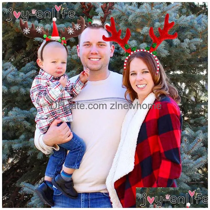 christmas decorations headband reindeer xmas tree headwear hair band children costume party year navidad 2021 gift1