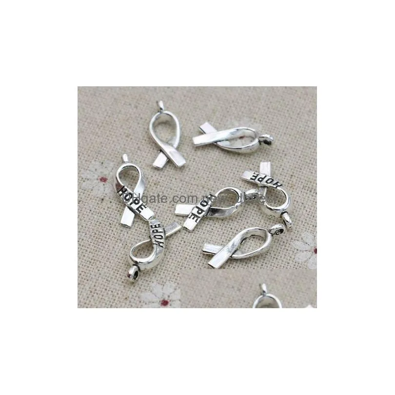 300pcs/Lot Antique Silver Plated Hope Charms Pendants for Jewelry Making Bracelet DIY Handmade 19x8mm